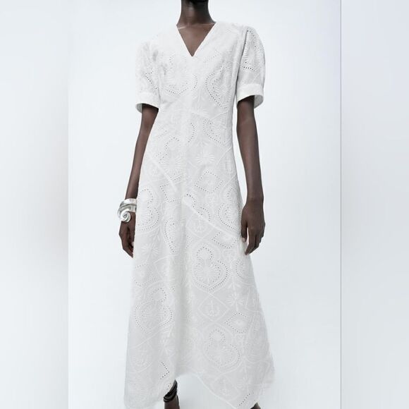 Zara EMBROIDERED EYELET DRESS ZW COLLECTION - Picture 7 of 10